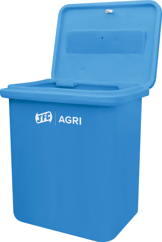 AI Storage Box (Blue) agri front view, top open