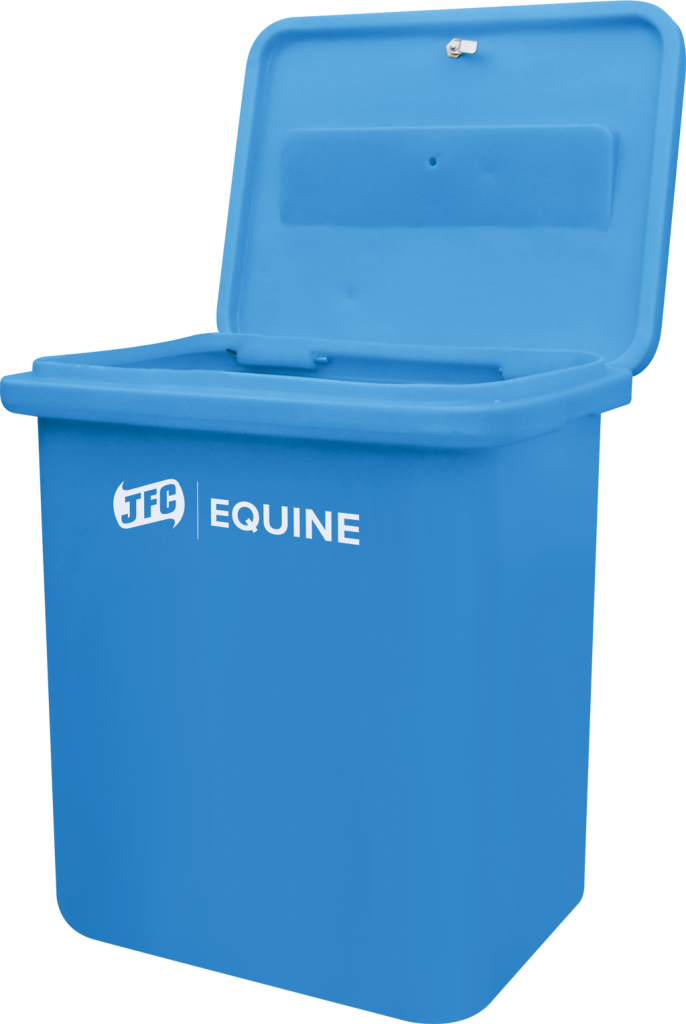 AI Storage Box (Blue) equine front view, top open