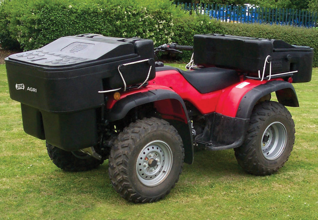 ATV Rear Carrier Box on a red ATV