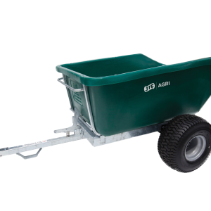 500 Litre ATV Tipping Trailer (Green) front/side view
