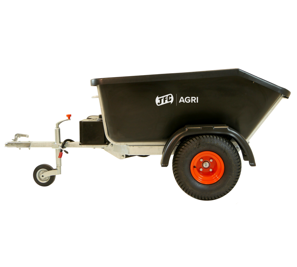 ATV Hydraulic Tipping Trailer (Black) side view