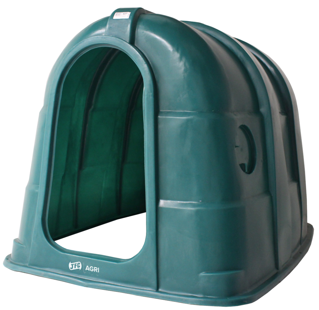 Large Single Calf Hutch (Green) c/w 1 vent cap front view