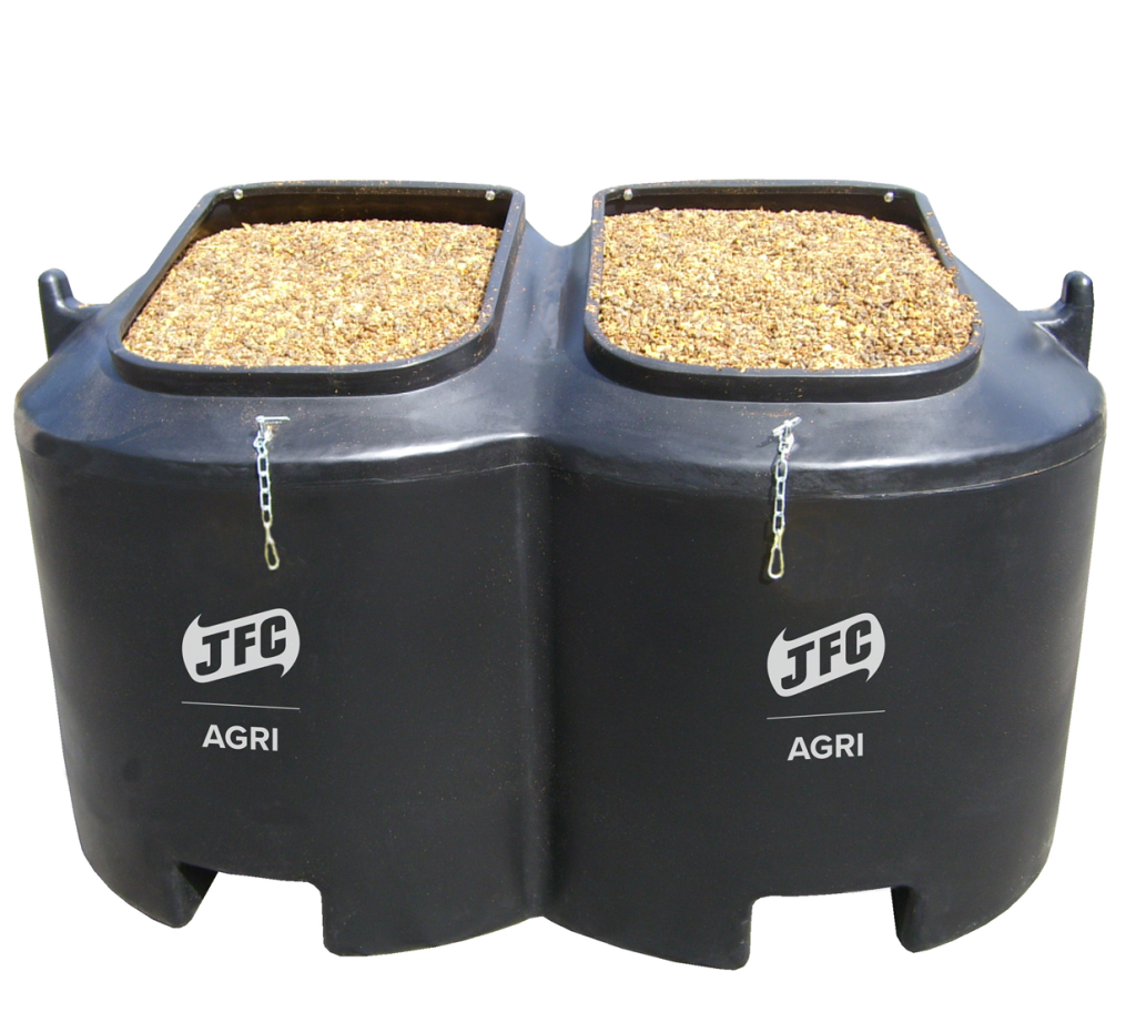 One Tonne Meal Bin filled with feed