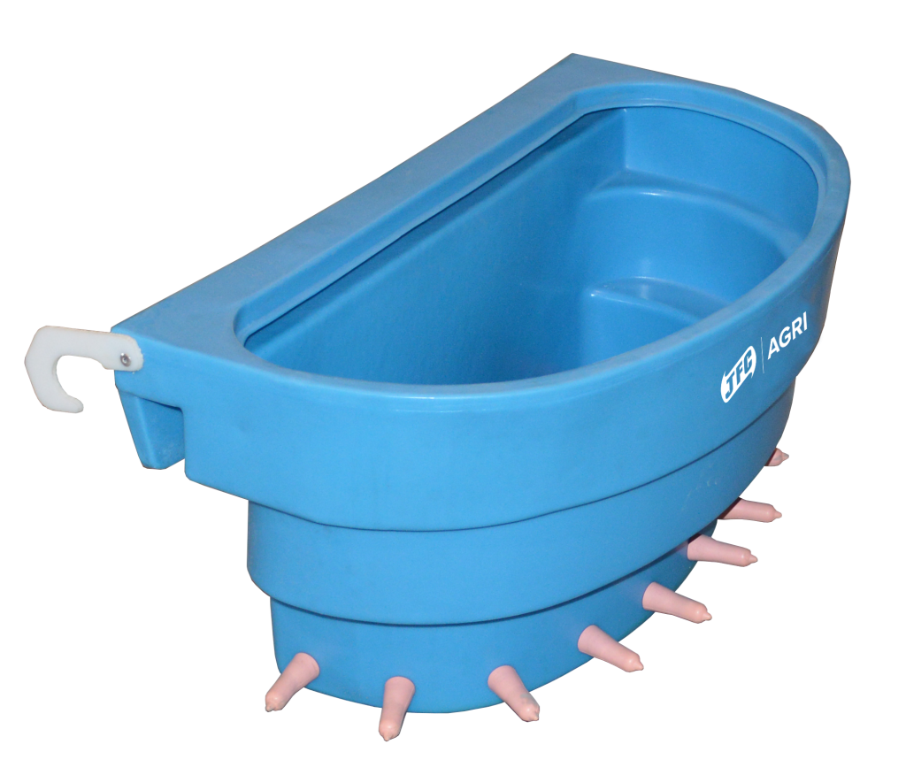 10 Teat Reservoir Calf Feeder - Peach Teats side view