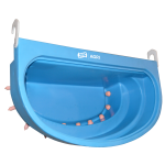 Top of 10 Teat Compartment Feeder with Peach Teats showing teats fitted at the bottom of trough