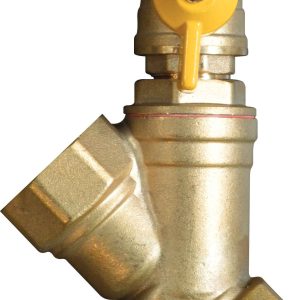 1" Brass Y Strainer with 1/2" drain tap