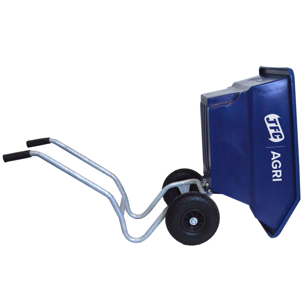 Junior Tipping Wheelbarrow (Blue) tipped forward