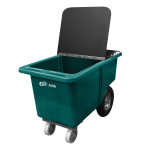 Hinged lid for green trolley half open