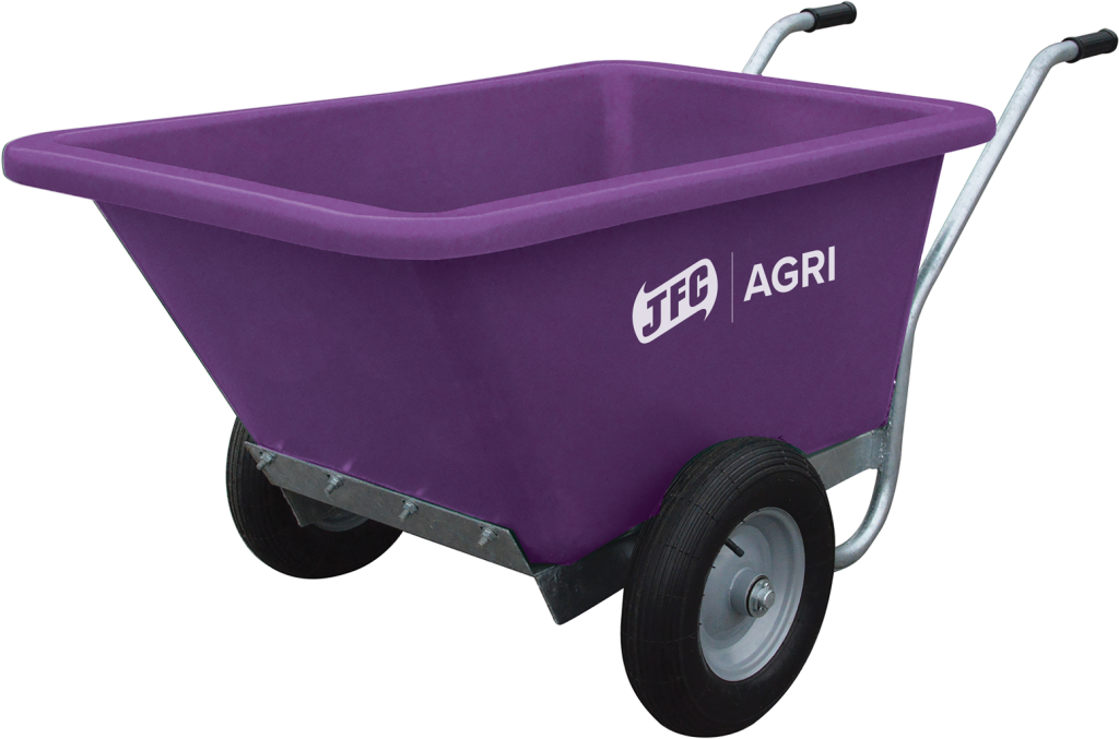 250 Litre Fixed Body Wheelbarrow (Purple) front view