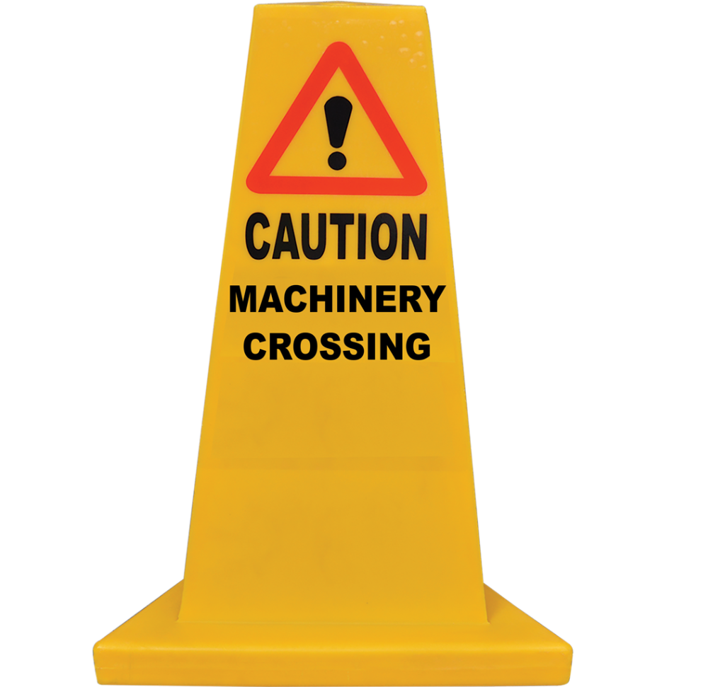 Yellow Hazard Cone (Machinery Crossing) Front View