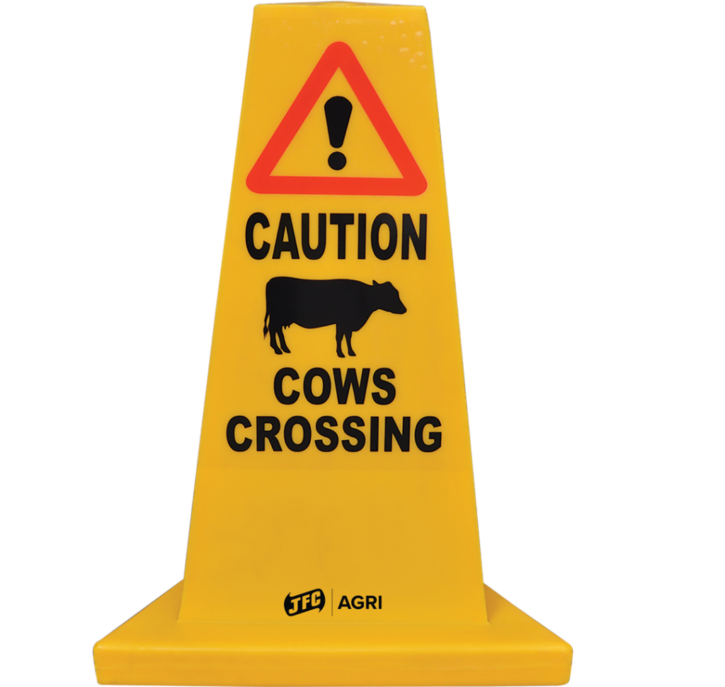 Yellow Hazard Cone (Cows Crossing) Front view