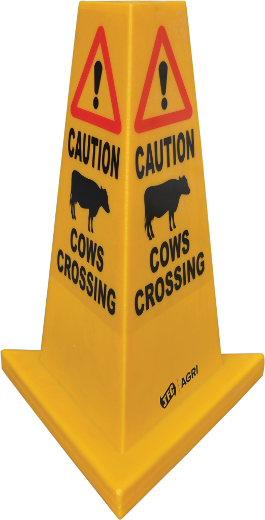 Yellow Hazard Cone (Cows Crossing) Side view