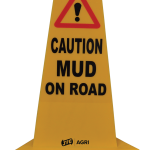 Yellow Hazard Cone (Mud on Road) front view