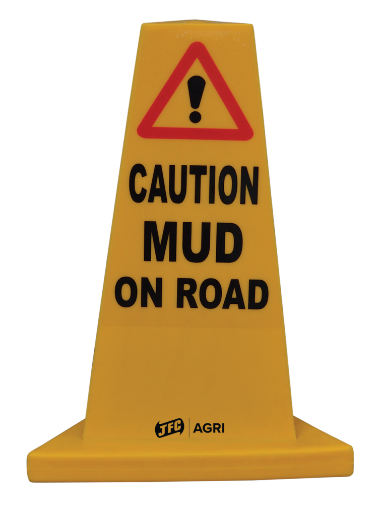 Yellow Hazard Cone (Mud on Road) front view