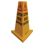 Yellow Hazard Cone (Mud on Road) side view